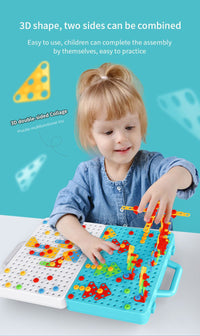 Thumbnail for Creative Mosaic Puzzle Toy With Electric Drill Screw Tool Set