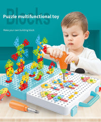 Thumbnail for Creative Mosaic Puzzle Toy With Electric Drill Screw Tool Set